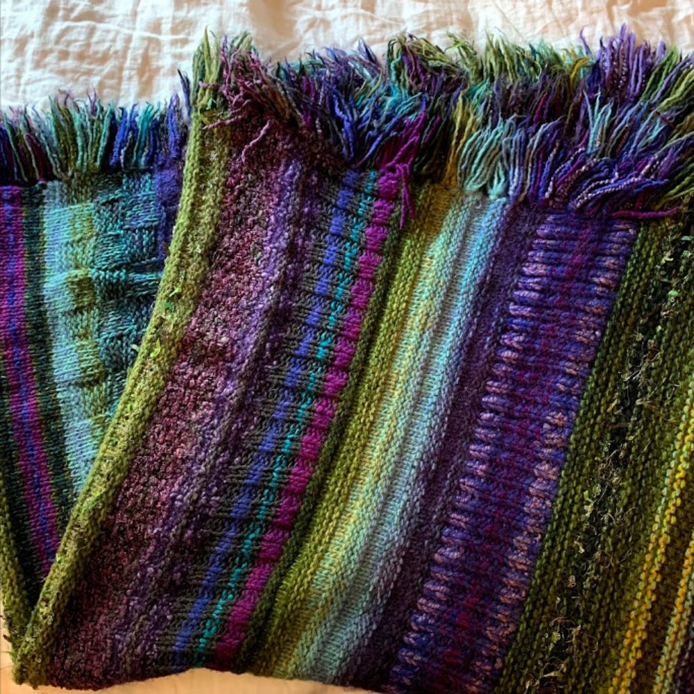Handmade Knit Throw Blanket 56" x 64" - Picture 2 of 3